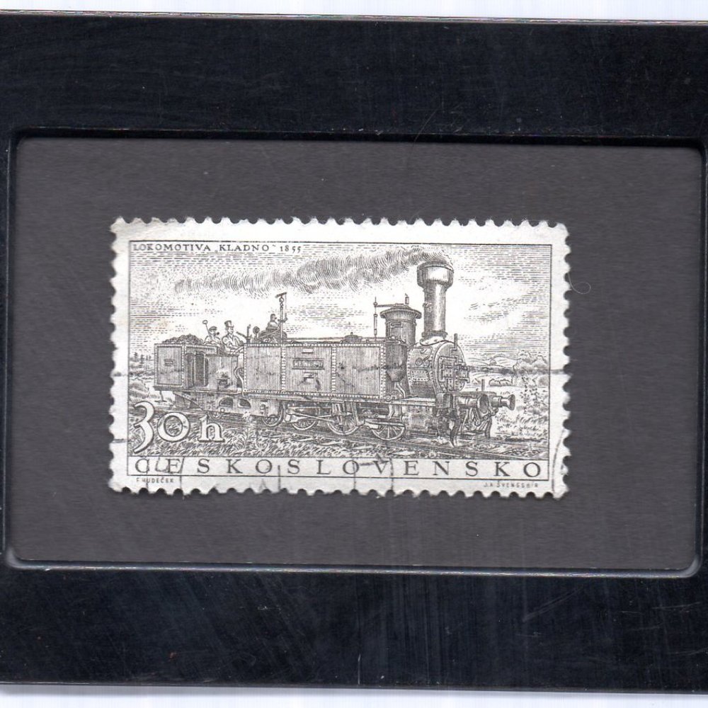 Framed Stamp Art - Czechoslovakia Railway Engine